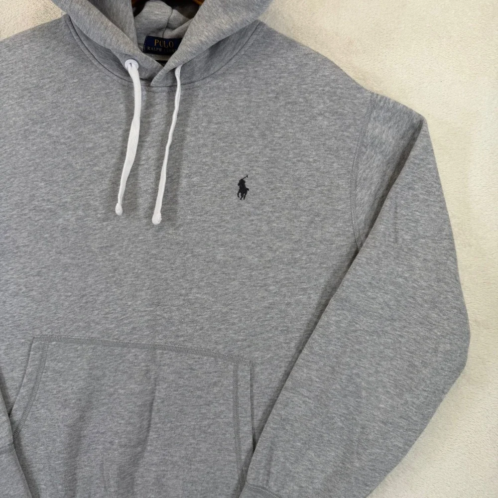 Polo Ralph Lauren Performance Hoodie Mens Large Gray Fleece Pullover Sweatshirt